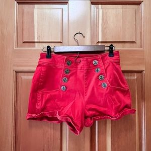 High Waisted Express Shorts with Anchor Buttons